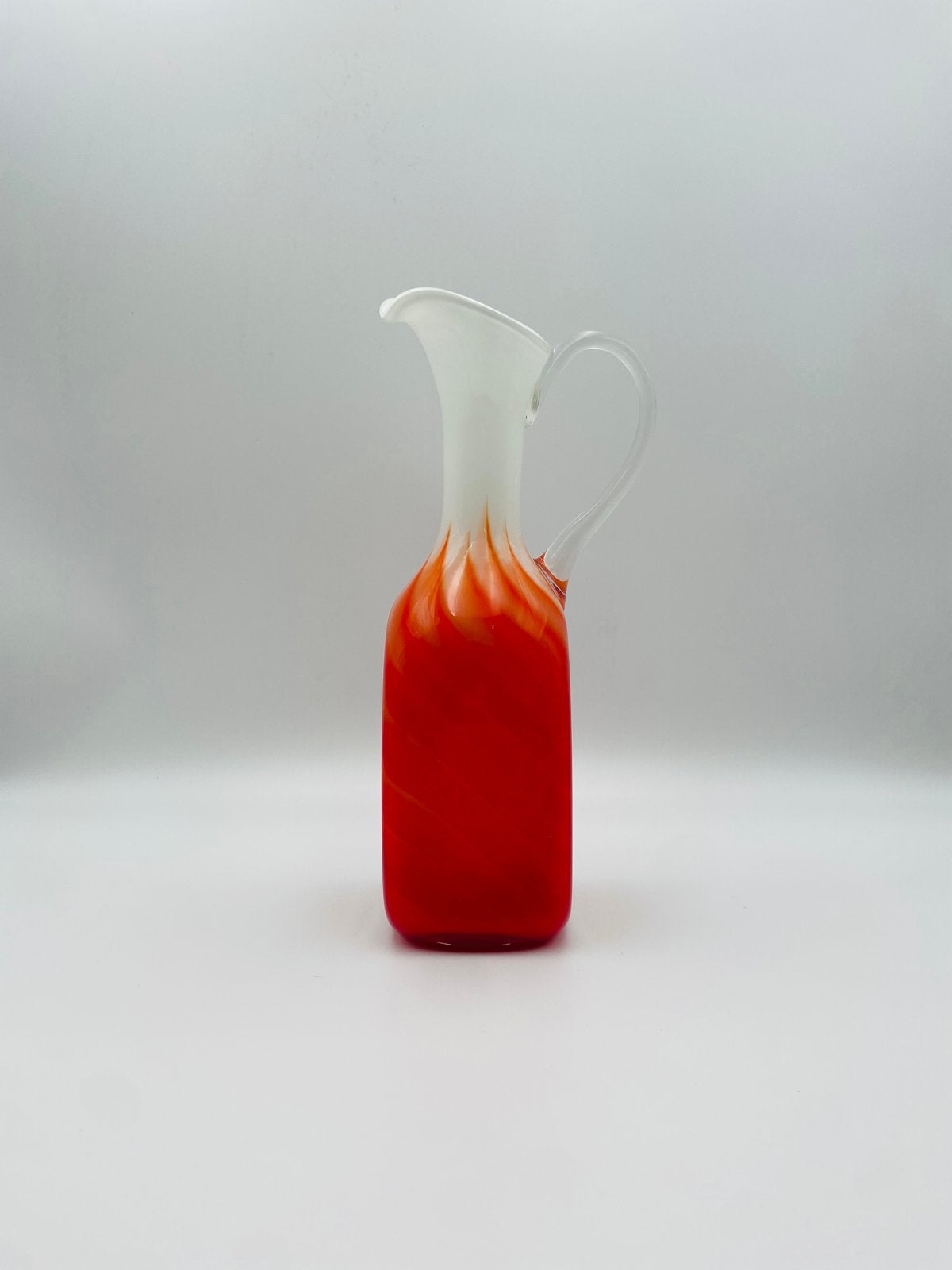 Murano Vaas Carlo Moretti - Rood/Wit Glazen Karaf, Ophalen of Verzenden