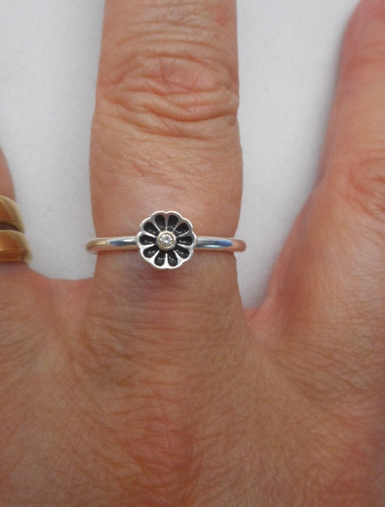 Zilveren stapelring Spinning maat krap 17 nr.1568
