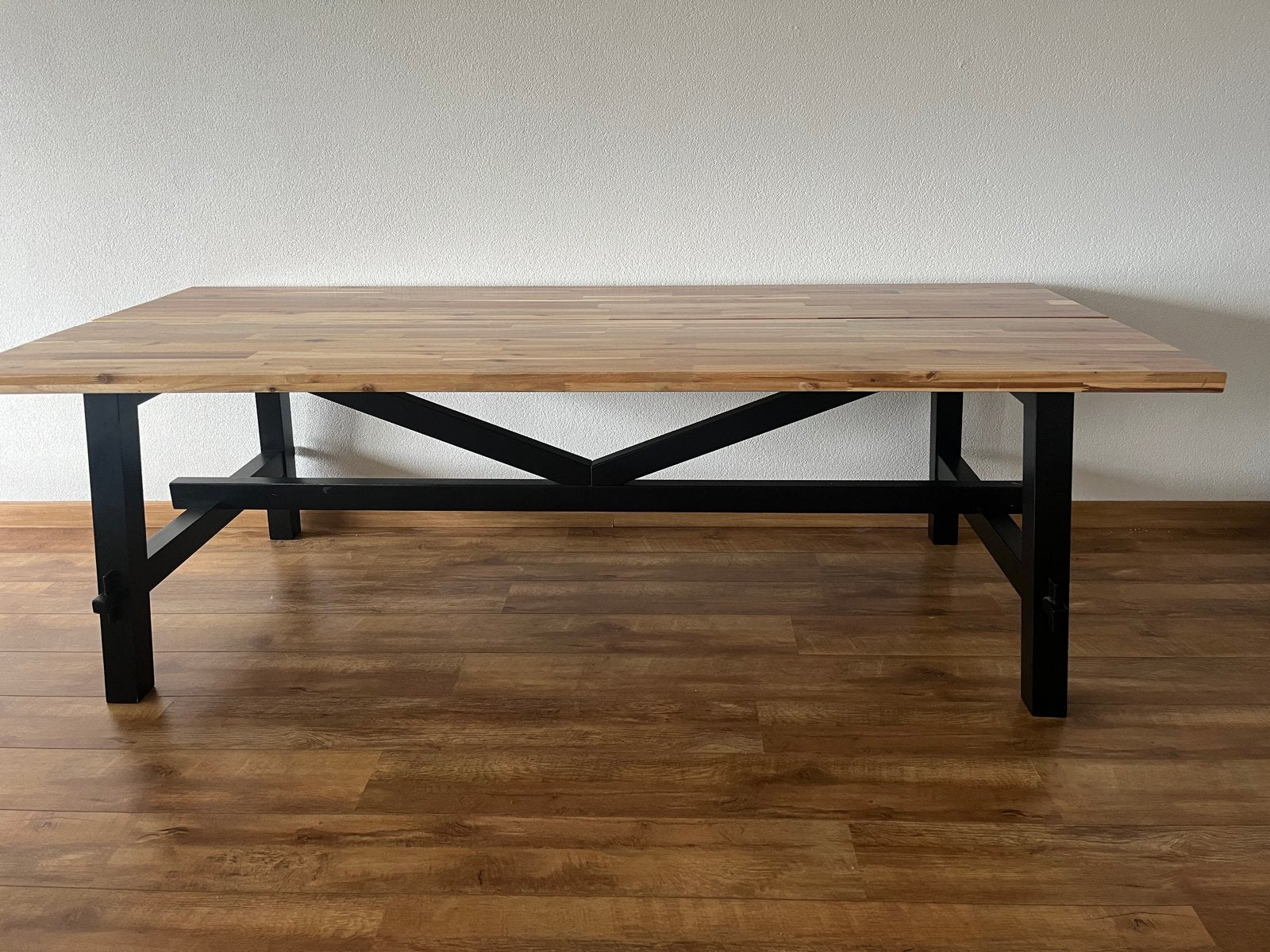 Prachtige massief houten eettafel - 235 x 100 cm, Ophalen, Gebruikt, 100 tot 150 cm, 200 cm of meer