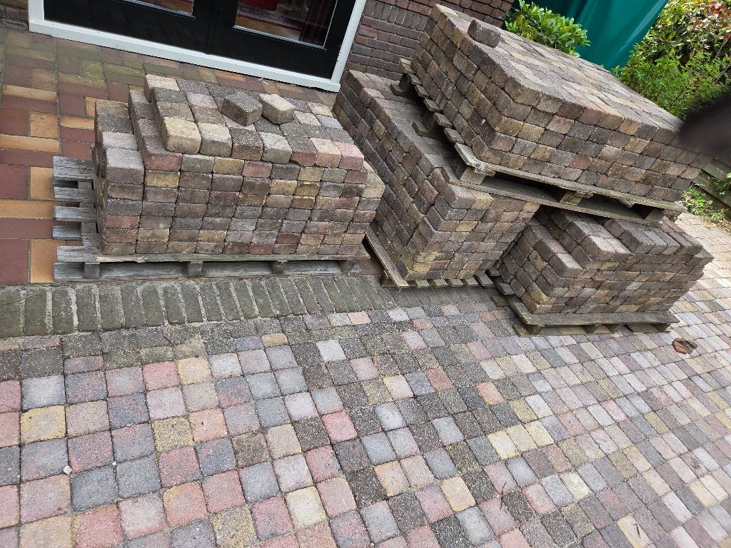straatwerk, betonklinkers, oud bont, Tuin en Terras, Ophalen, Gebruikt, Klinkers, 10 m² of meer
