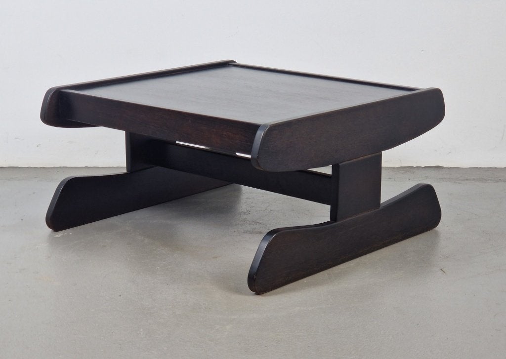 Postmoderne vintage Wengé hout salontafel Germany 70, Huis en Inrichting, Gebruikt, 50 tot 100 cm, 5 – 50, Overige houtsoorten