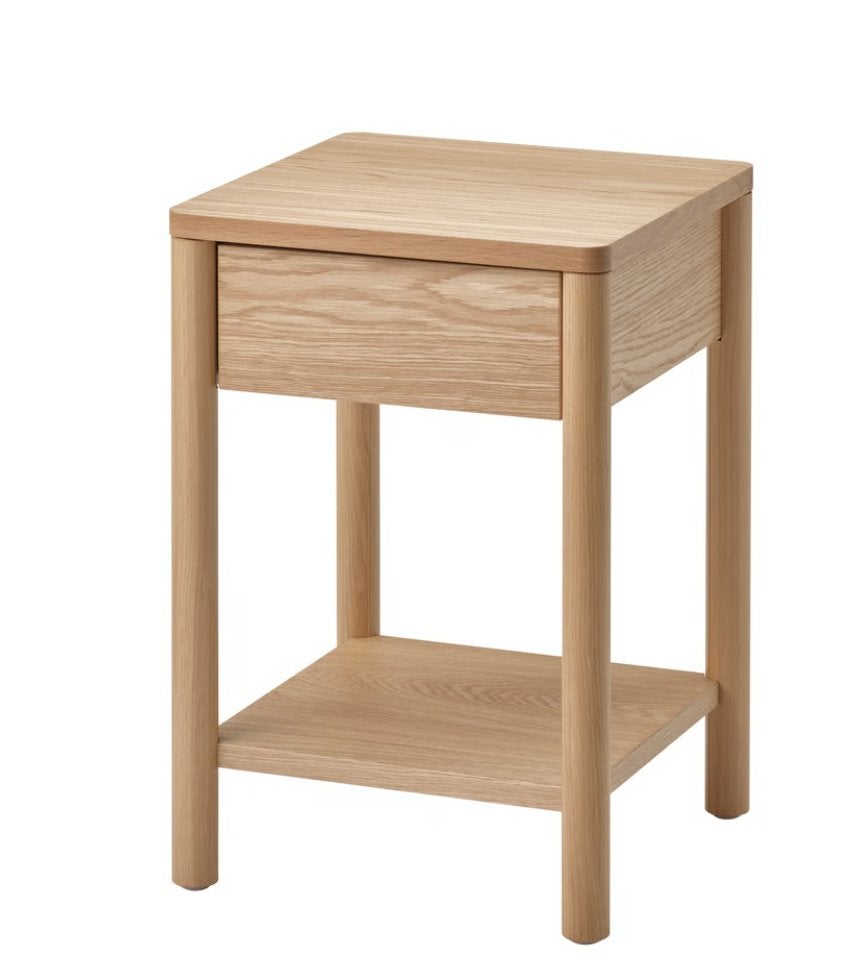 Nachtkastje – Eikenfineer, Huis en Inrichting, Ophalen, Minder dan 45 cm, 55 tot 70 cm, Zo goed als nieuw