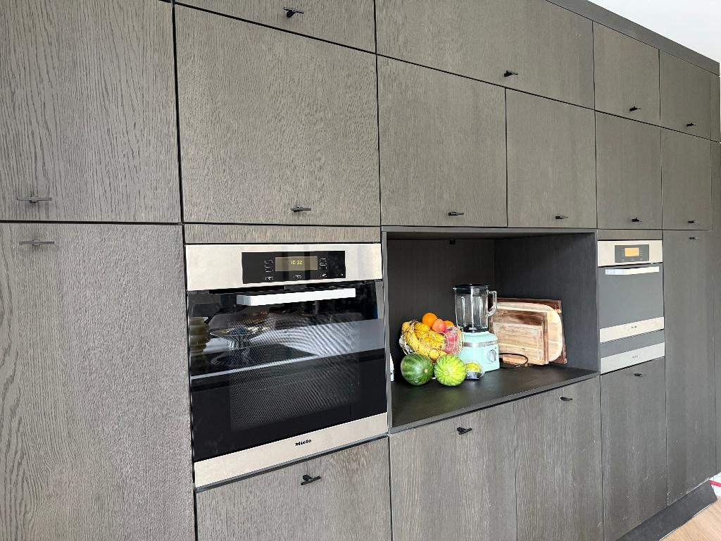 Luxe houtkleurige eilandkeuken + topapparatuur GEDEMONTEERD, Overige kleuren, Overige typen, Ophalen of Verzenden, Zo goed als nieuw