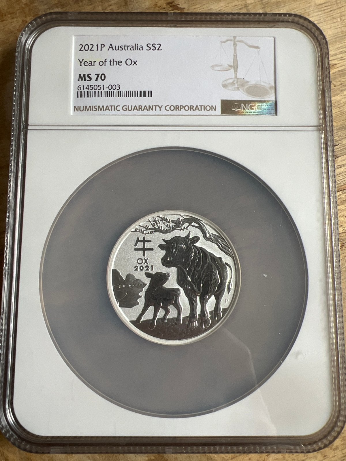 2021 Zilveren munt 2 oz  MS 70 NGC os, Ophalen of Verzenden, Losse munt, Zilver