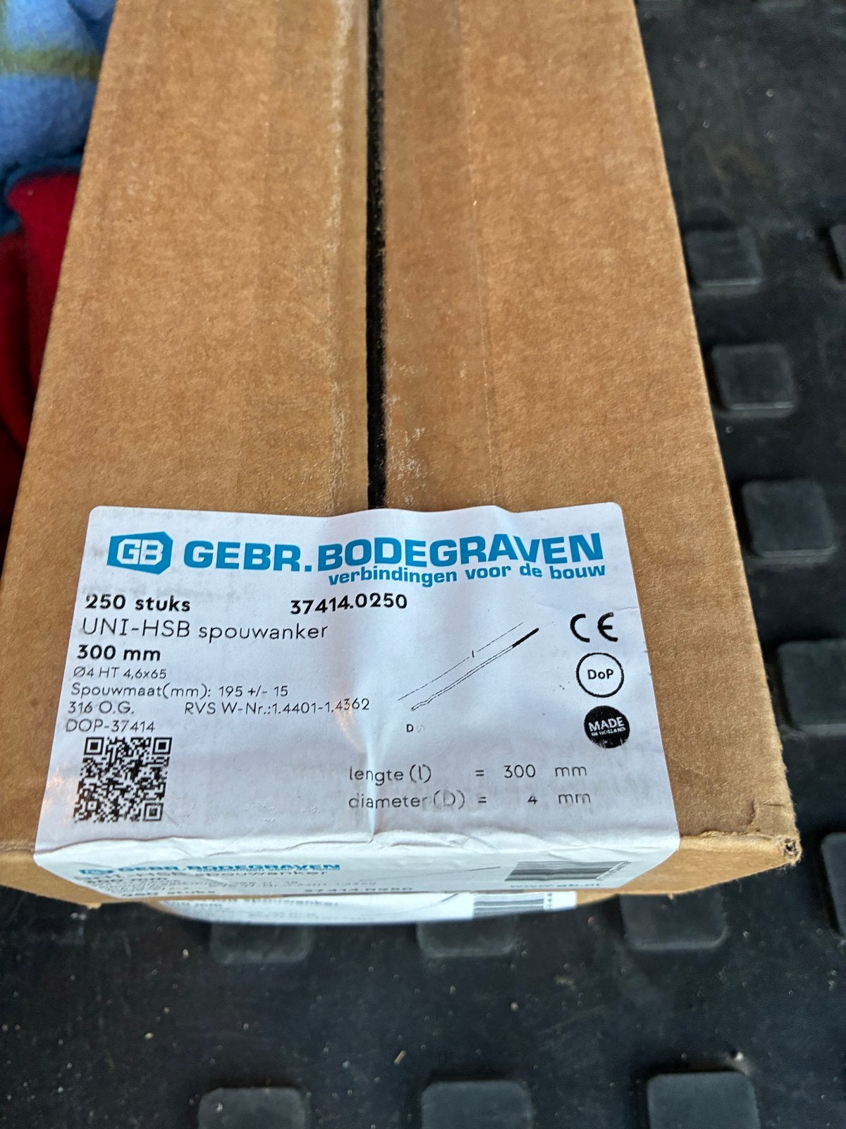 2 Dozen Gebr. Bodegraven UNI-HSB Spouwankers 300mm, Doe-het-zelf en Verbouw, 250 mm of meer, Overige typen, Nieuw, Ophalen of Verzenden