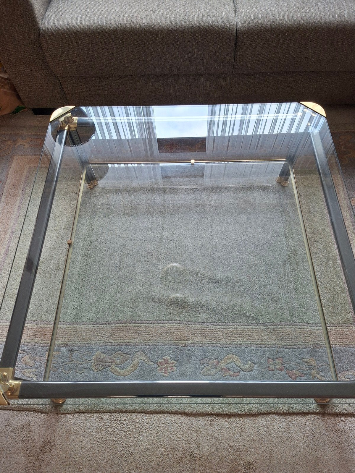 Glazen Salontafel met Gouden en Zwarte Details, Huis en Inrichting, Ophalen, 50 – 75, 50 tot 100 cm, Vierkant