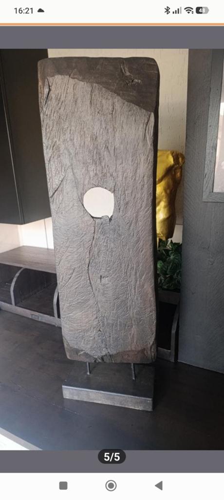 Uniek Teakhouten Ornament - 102 cm Hoog, Antiek en Kunst, Kunst | Beelden en Houtsnijwerken, Houtsnijwerk, Hout, 1 meter - 2 meter