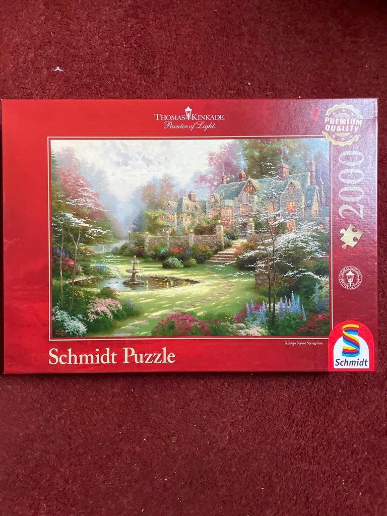 Schmidt Puzzel Thomas Kinkade - Gardens Beyond Spring Gate, Ophalen of Verzenden, Meer dan 1500 stukjes, Zo goed als nieuw, Legpuzzel