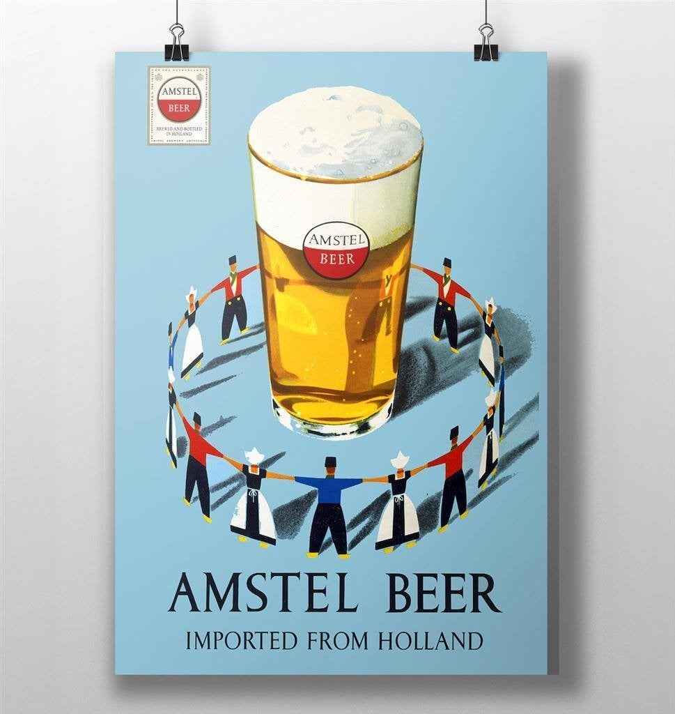 Amstel Bier USA Poster Reclame affiche, Verzenden, Nieuw, Reclamebord, Plaat of Schild, Amstel