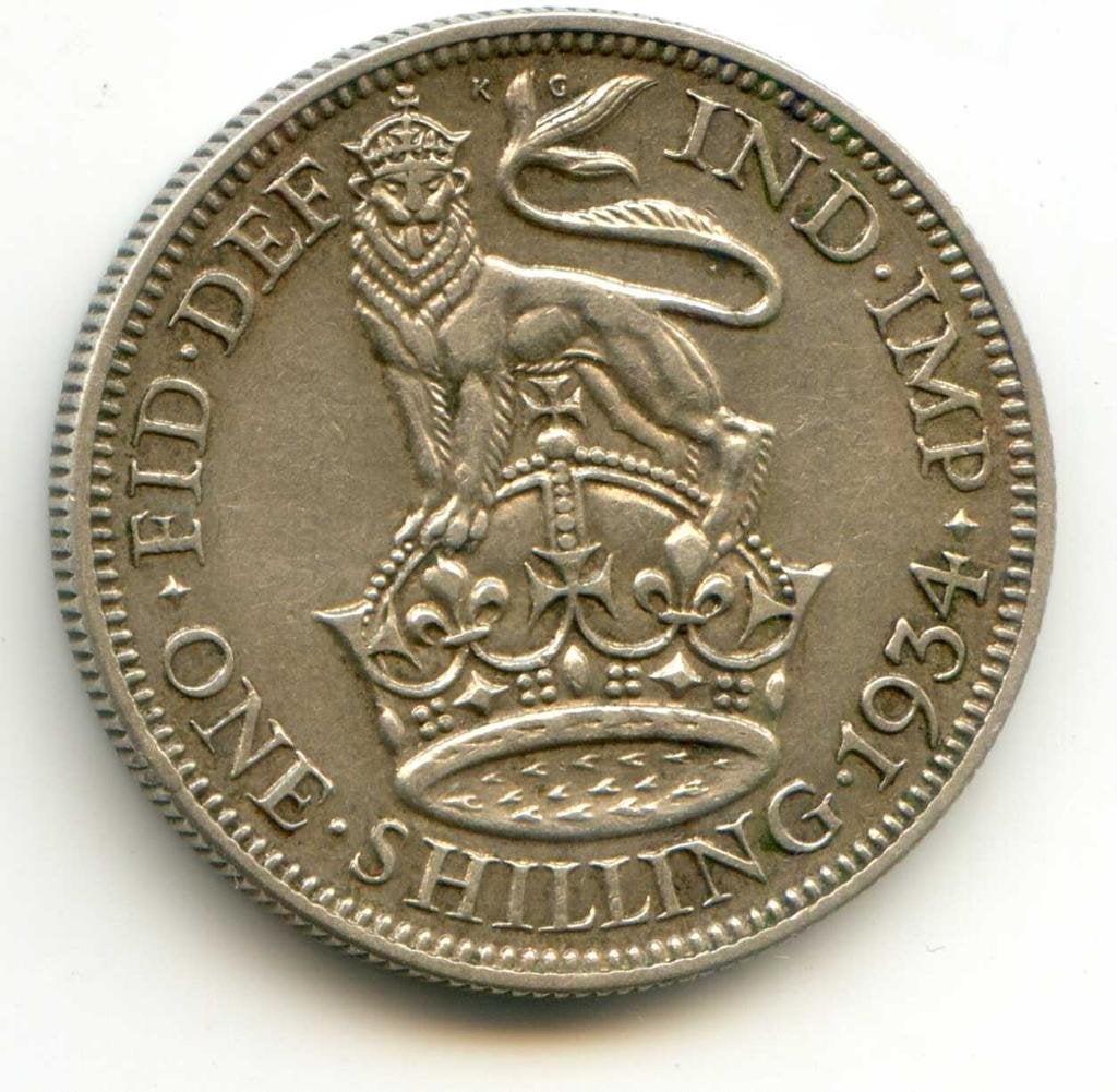Groot-Brittannië 1 Shilling 1934, Ophalen of Verzenden, Overige landen, Zilver