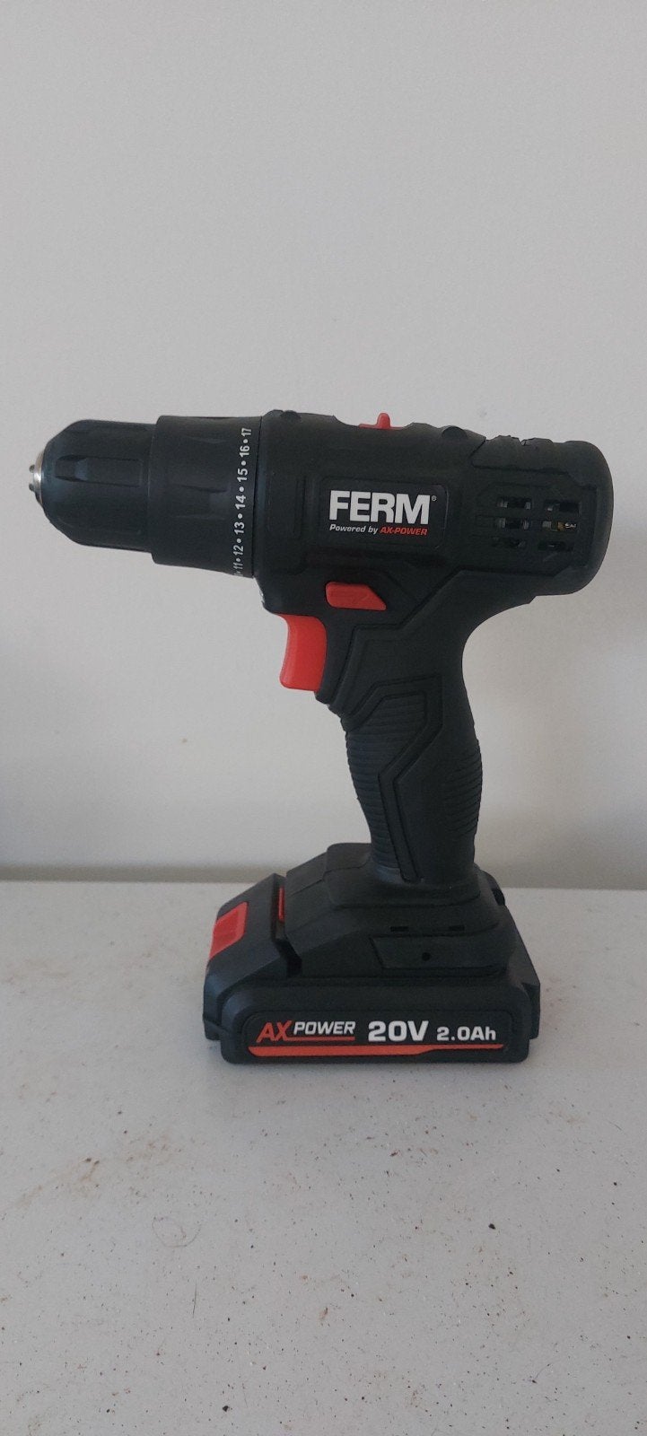 Ferm AX-POWER 20V 2.0Ah Boor- en Schroefmachine, 600 watt of meer, Variabele snelheid, Ophalen of Verzenden, Zo goed als nieuw