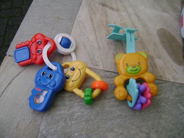 3 stuks babyspeelgoed met bewegende delen, Ophalen of Verzenden, Zo goed als nieuw, Rammelaar, Met geluid