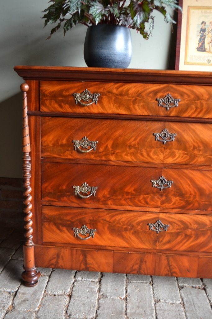 Prachtige antieke mahonie houten ladekast, dressoir., Verzenden