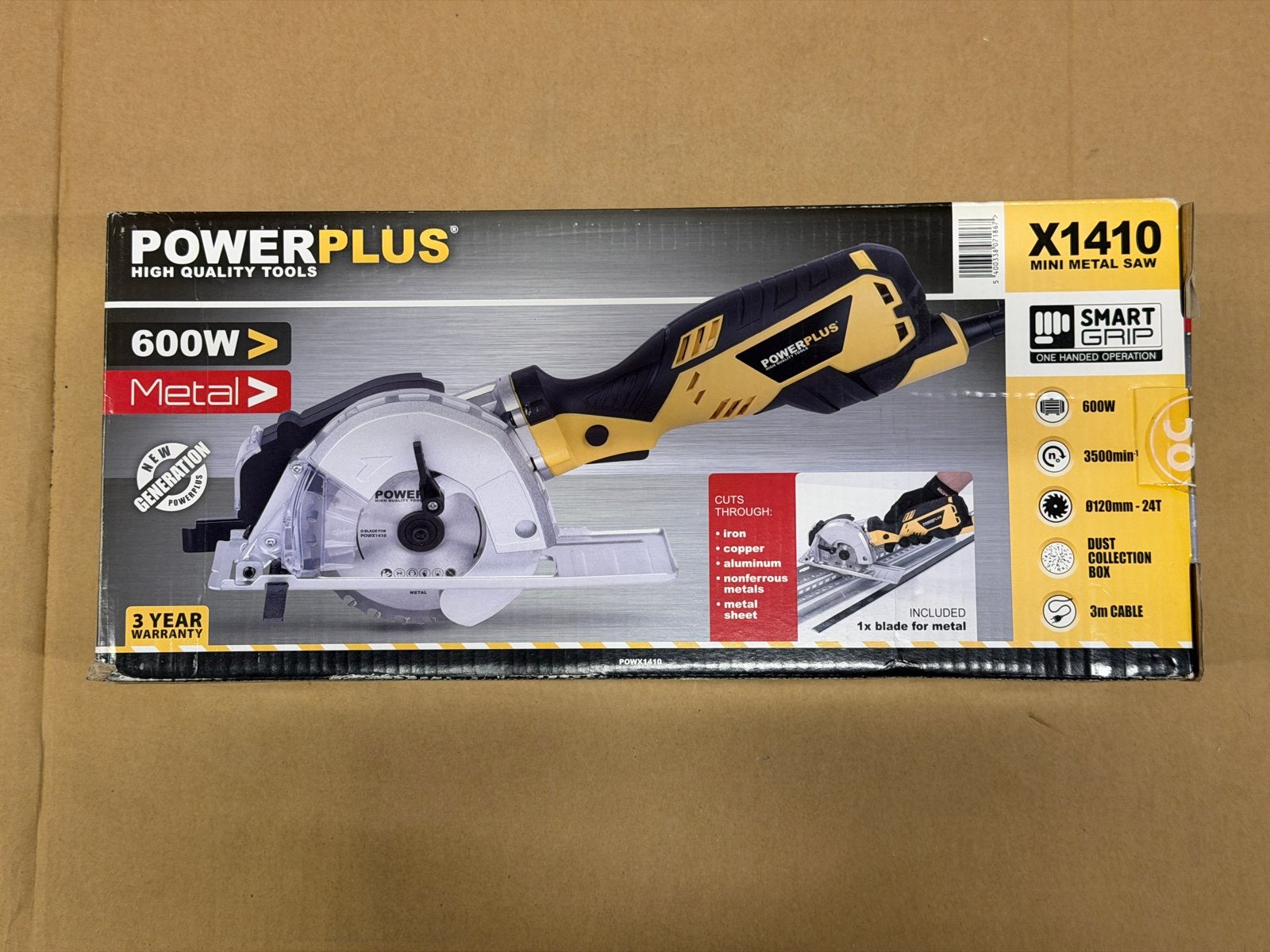 Nieuwe Powerplus POWX1410 Mini Metaalcirkelzaag 600W, Cirkelzaag, Nieuw, 600 tot 1200 watt, Ophalen of Verzenden