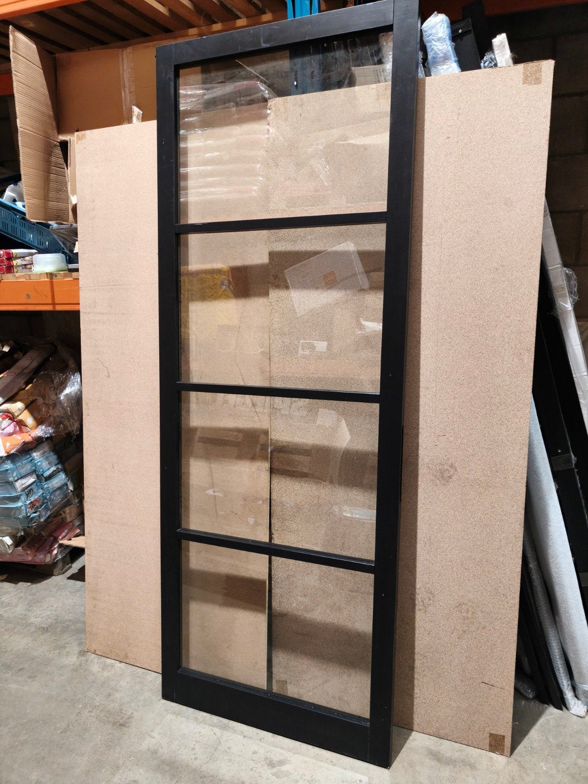 hoge massieve binnendeur met 4 ramen 88x236,2 cm stomp, Ophalen, 80 tot 100 cm, Binnendeur, Nieuw