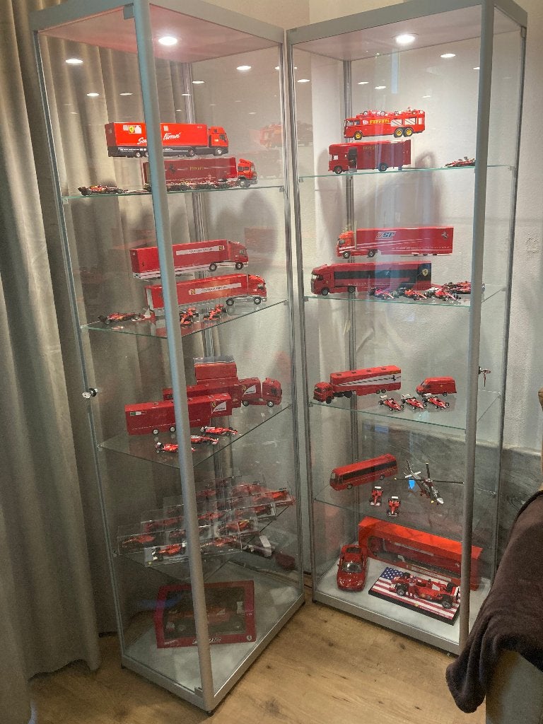 Twee aluminium SDB vitrines, Huis en Inrichting, Kasten | Vitrinekasten, Ophalen, 50 tot 100 cm, Zo goed als nieuw, Glas