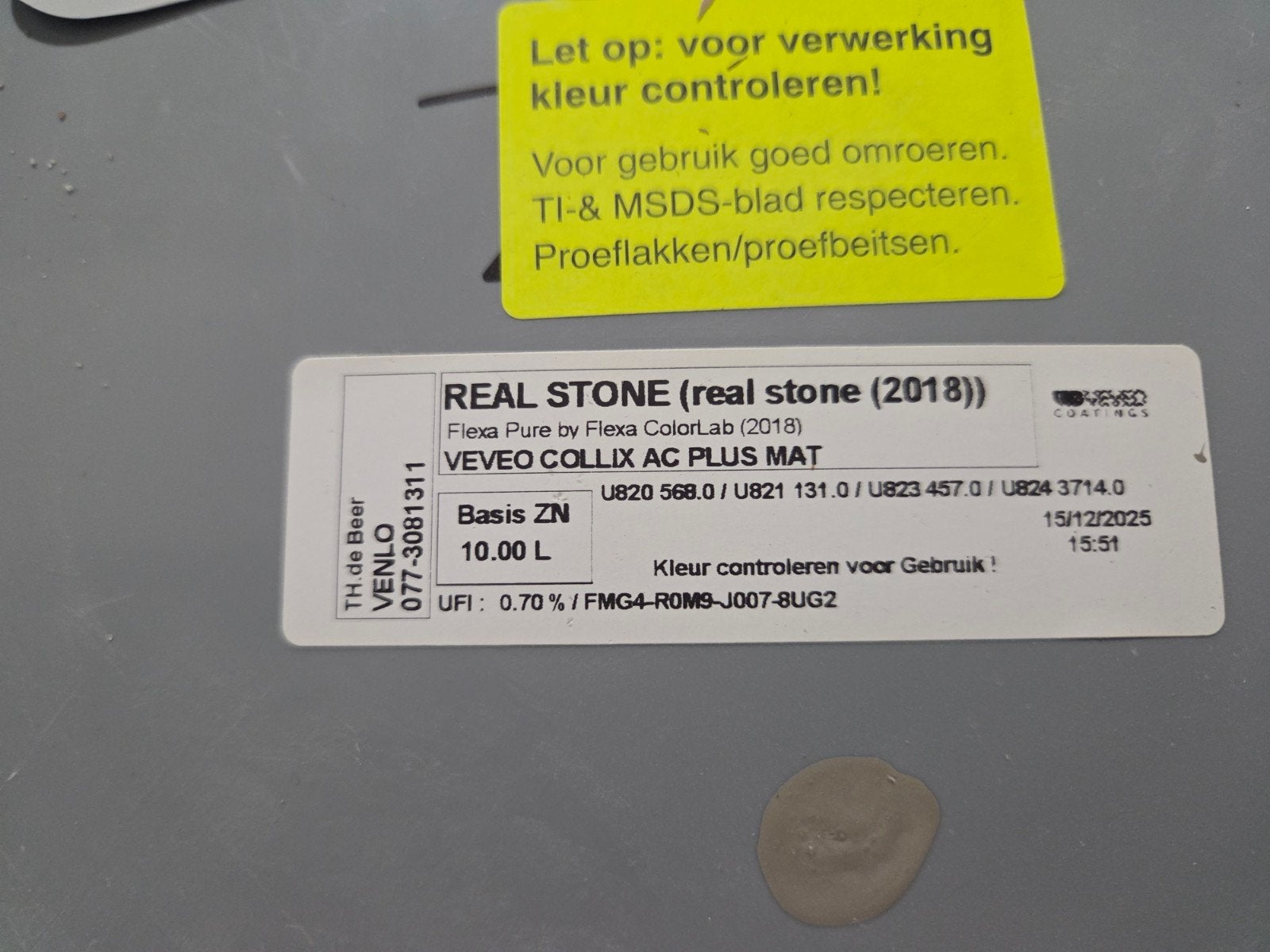 Verveo Collix AC Plus Mat - Real Stone (2018) - 10L, Ophalen, Nieuw, Verf, 10 tot 15 liter