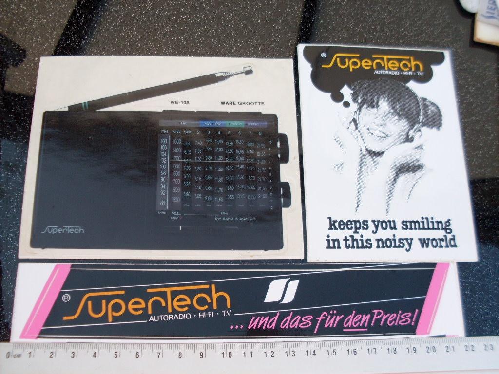 3x sticker SuperTech autoradio hi-fi tv logo, Verzenden, Zo goed als nieuw, Merk
