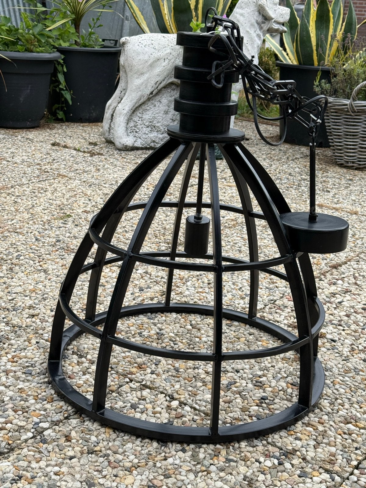 Industriële hanglamp Riverdale - Zwart metaal, Ophalen of Verzenden, Zo goed als nieuw, Metaal, E27 (groot)