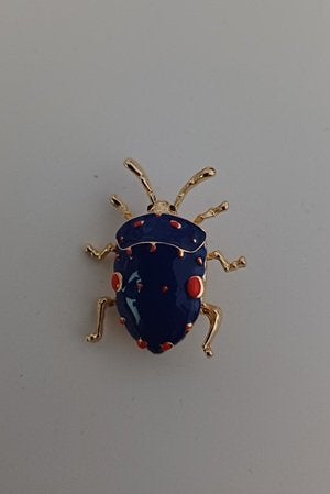 Goudkleurige broche tor kever blauw, Sieraden, Tassen en Uiterlijk, Verzenden, Nieuw, Blauw, Overige materialen