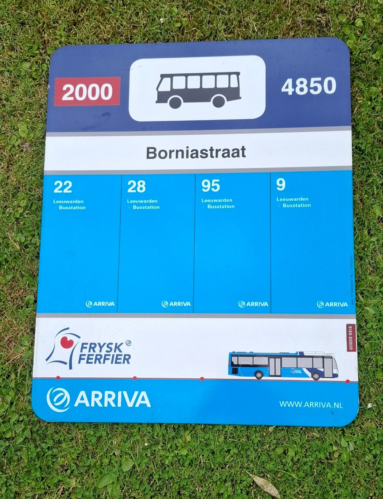 Uniek Bushalte Bord Borniastraat Leeuwarden - Arriva, Ophalen of Verzenden, Gebruikt, Bus of Metro, Overige typen