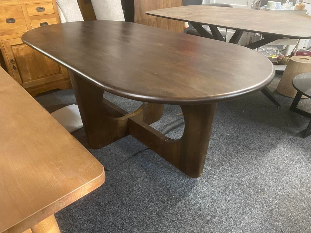 Tafel 200x100 japandi massief mangohout in noten kleur, Ophalen, 100 tot 150 cm, Vijf personen of meer, Ovaal