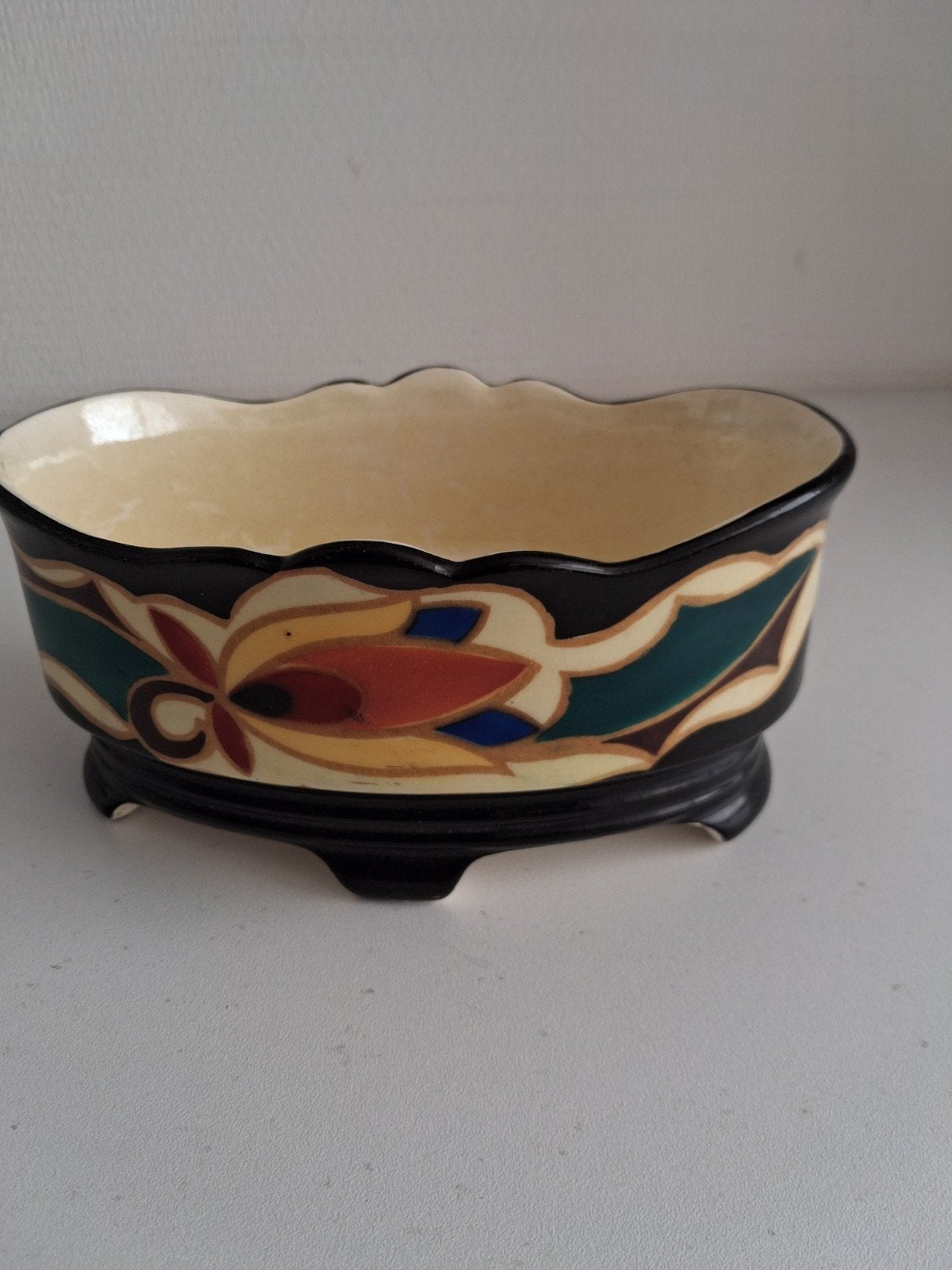 Vintage Art Deco stijl schaaltje met bloemmotief, Ophalen of Verzenden