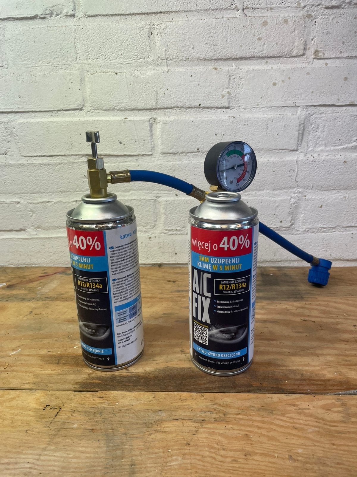 Navulset voor airco. AC Fix R12/R134a incl. manometer, Ophalen of Verzenden, Zo goed als nieuw