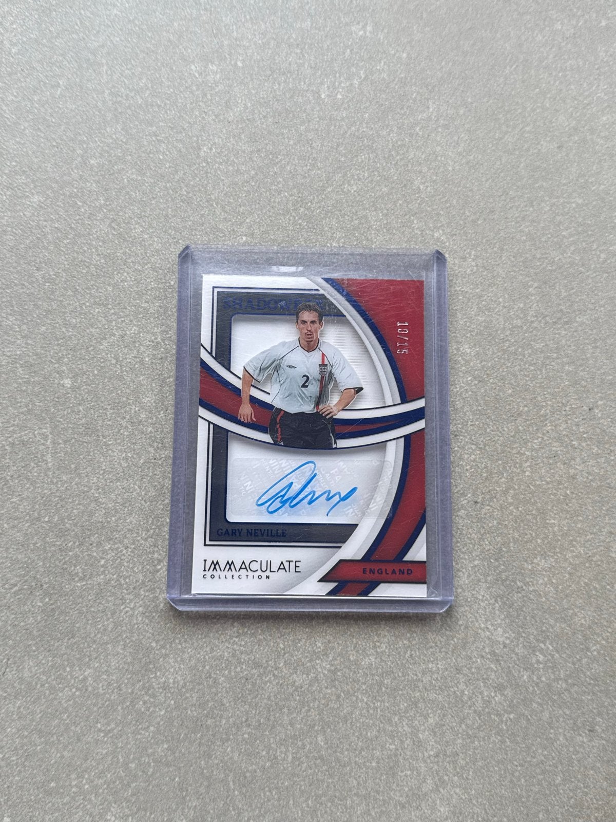 Gary Neville Immaculate Collection Engeland 10/15 Autokaart, Ophalen of Verzenden, Zo goed als nieuw, Buitenlandse clubs, Spelerskaart