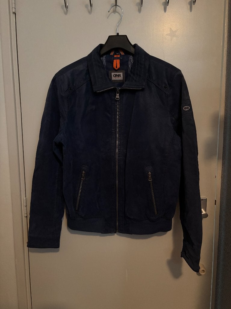 Jas leder blauw, Ophalen of Verzenden, Zo goed als nieuw, DNR, Maat 48/50 (M)