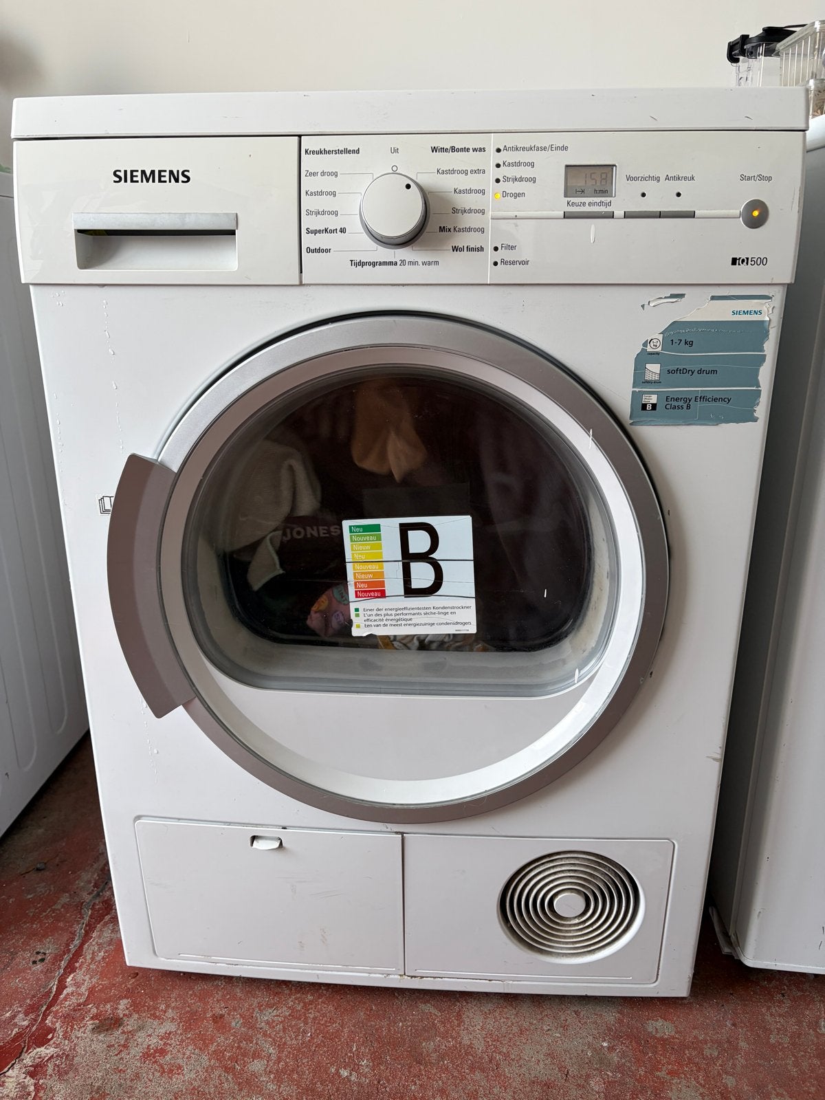 Siemens IQ 500 Condensdroger - 7 kg, Ophalen, 6 tot 8 kg, Gebruikt, Voorlader