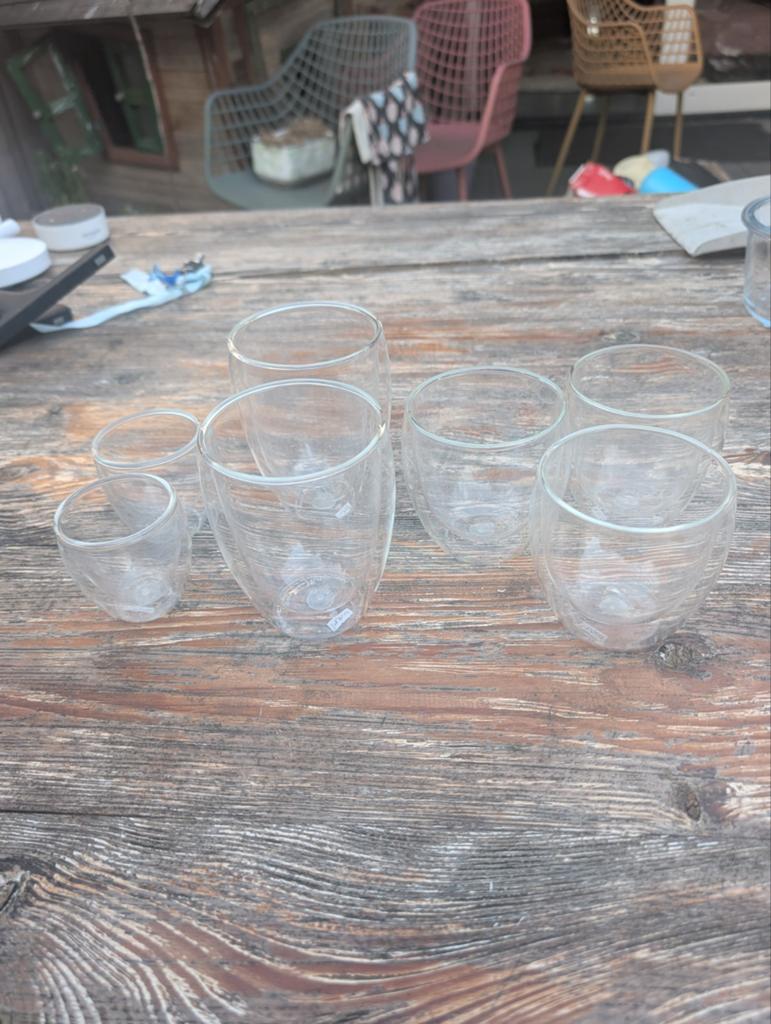Bodum glazen: 3 koffie, 2 espresso, 2 thee/cappuccino, Ophalen of Verzenden