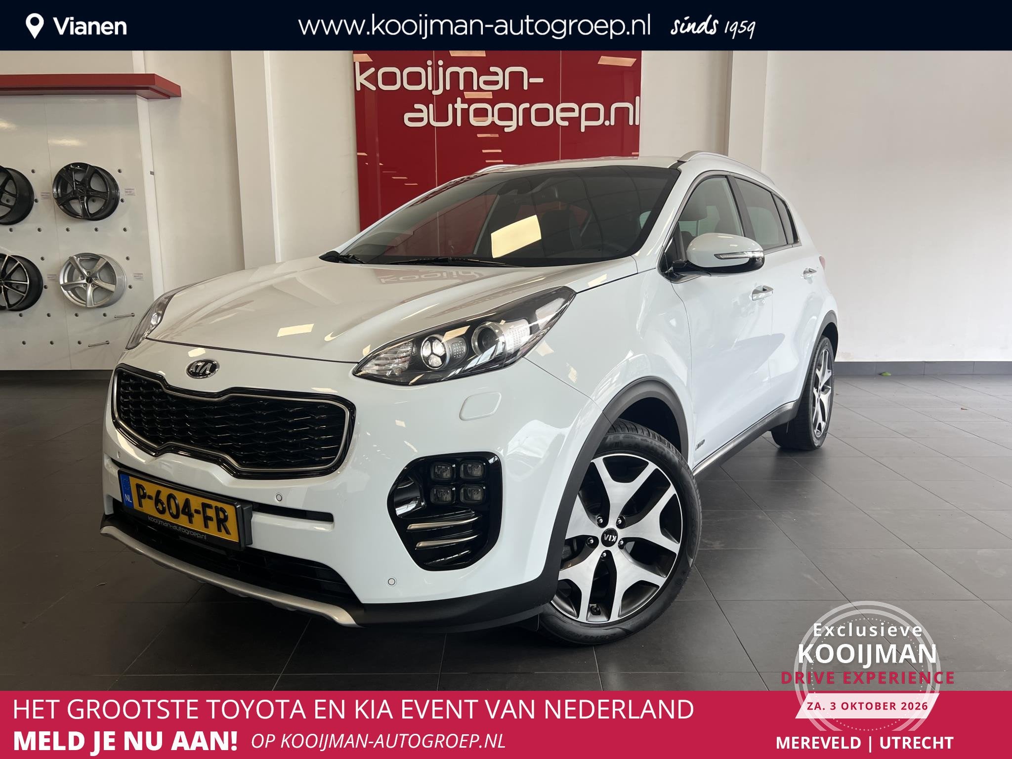 Kia Sportage 1.6 T-GDI 4WD GT-Line AUTOMAAT, Stoel+ Stuurver, Auto's, Gebruikt, 4 cilinders, Wit, Leder