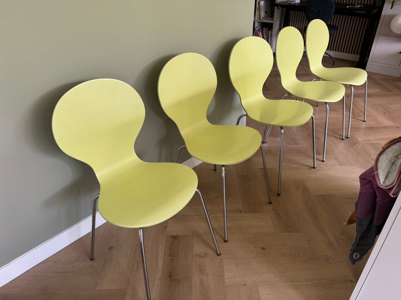 6x ronde/vlinder eetkamerstoel, Ophalen, Gebruikt, Overige kleuren, Vijf, Zes of meer stoelen