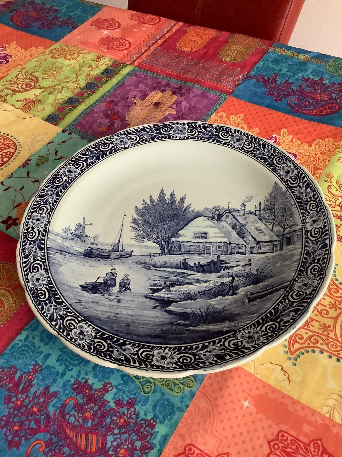 Wandbord, Royal Sphinx Delftsblauw: winter stilleven, Ophalen of Verzenden