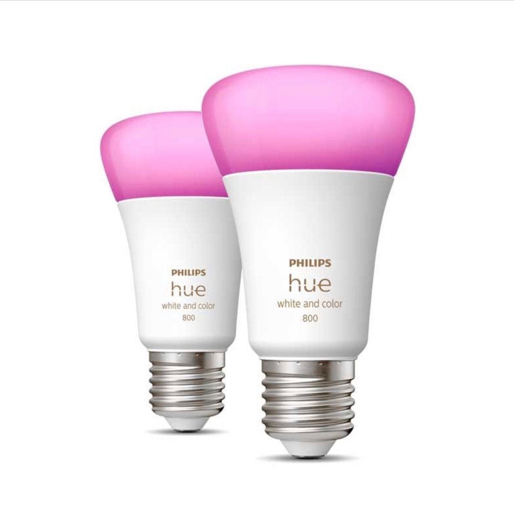 Philips Hue White and Color Ambiance E27 LED Lampen (2-pack), 60 watt of meer, Nieuw, Smart lamp, Bedienbaar via app