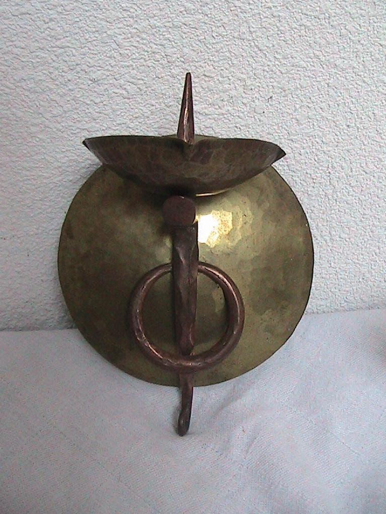 Arts & Crafts wand kandelaartje, Antiek en Kunst, Antiek | Kandelaars, Ophalen of Verzenden, Koper of Brons