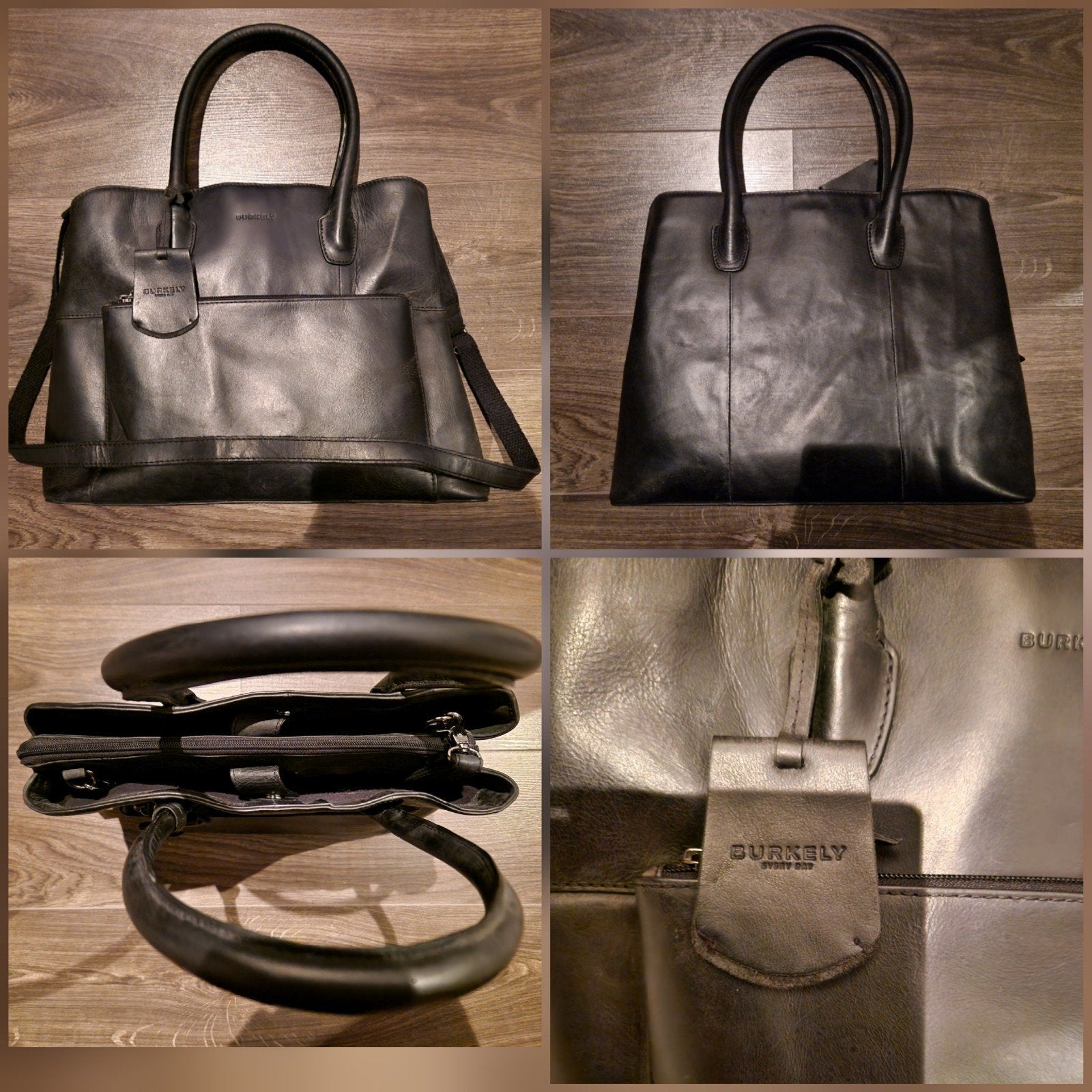 BURKELY Lederen Tas (Zie Omschrijving), Verzenden, Nieuw, Zwart, Handtas