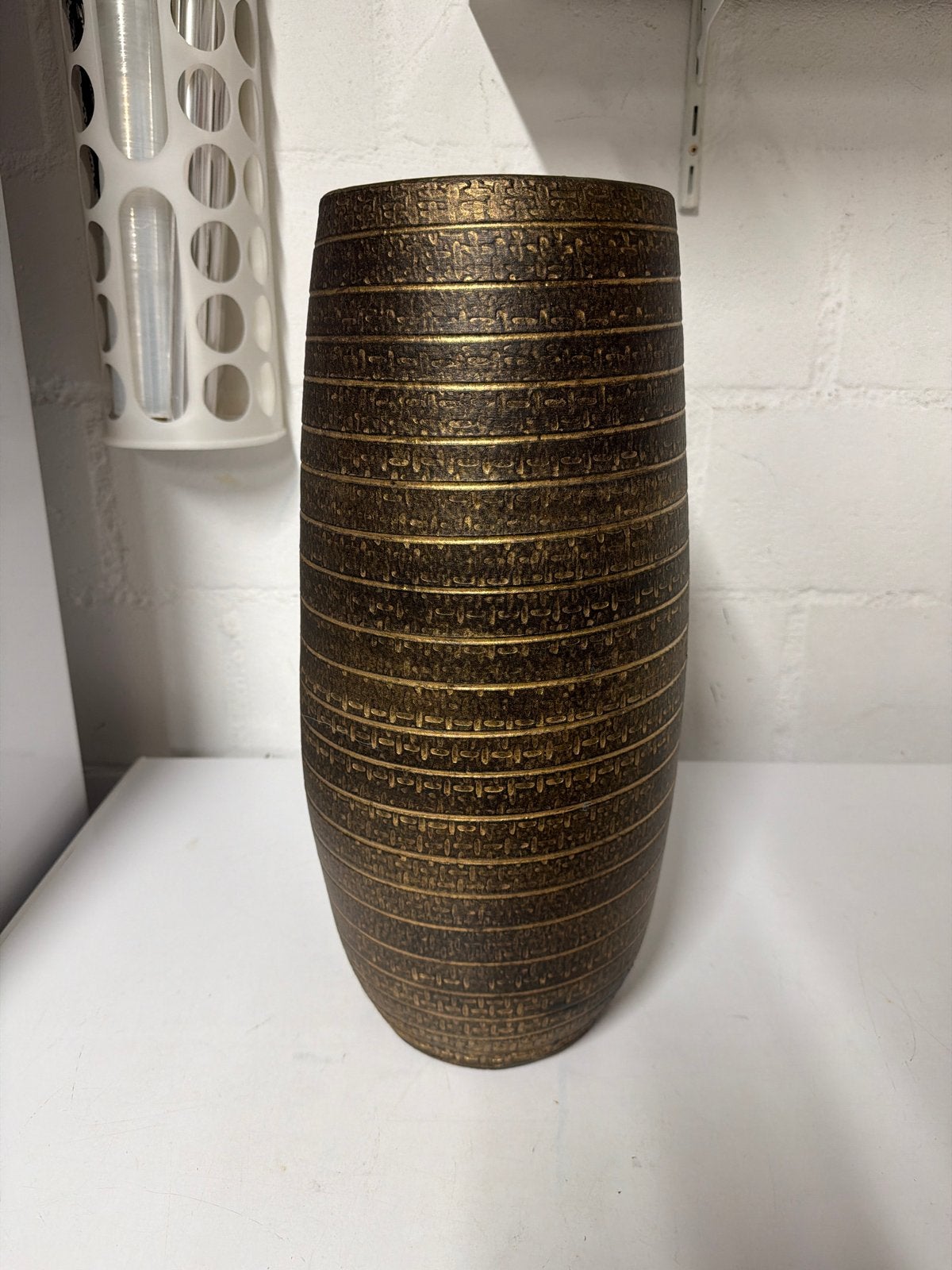 Grote Solano vaas 50cm - Bruin met gouden accenten, Ophalen