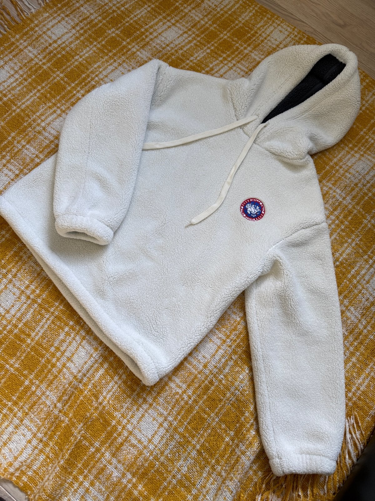 Witte teddy hoodie met capuchon - Maat L, Ophalen, Zo goed als nieuw, Maat 42/44 (L), Wit