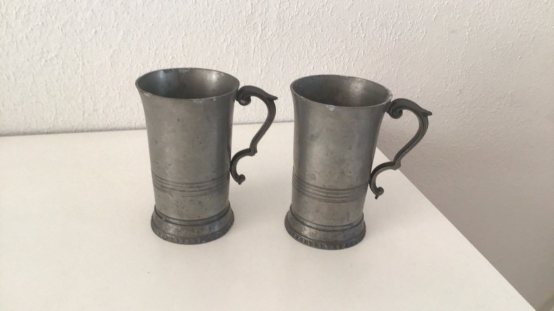 2 antieke tinnen bierpullen, Ophalen of Verzenden