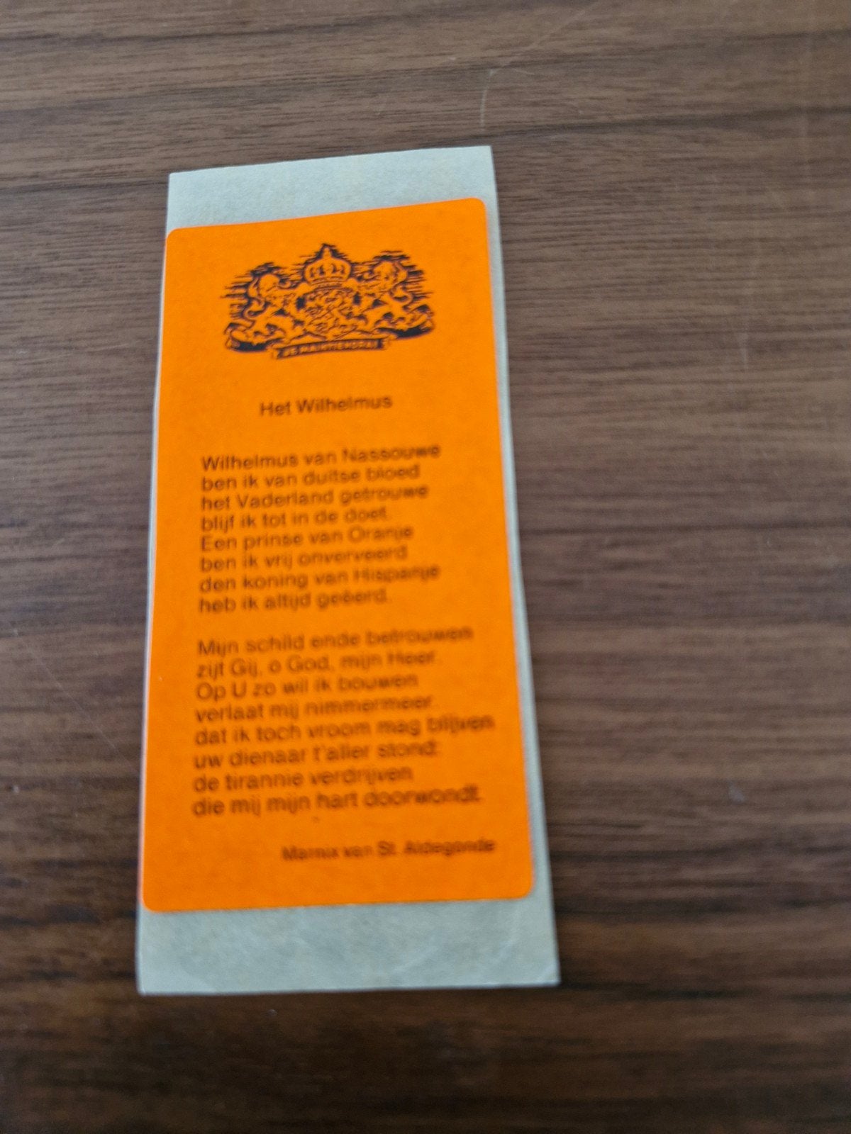 8483 Wilhelmus Sticker - Oranje met Nederlandse Tekst, Verzamelen, Ophalen of Verzenden, Nieuw, Overige typen