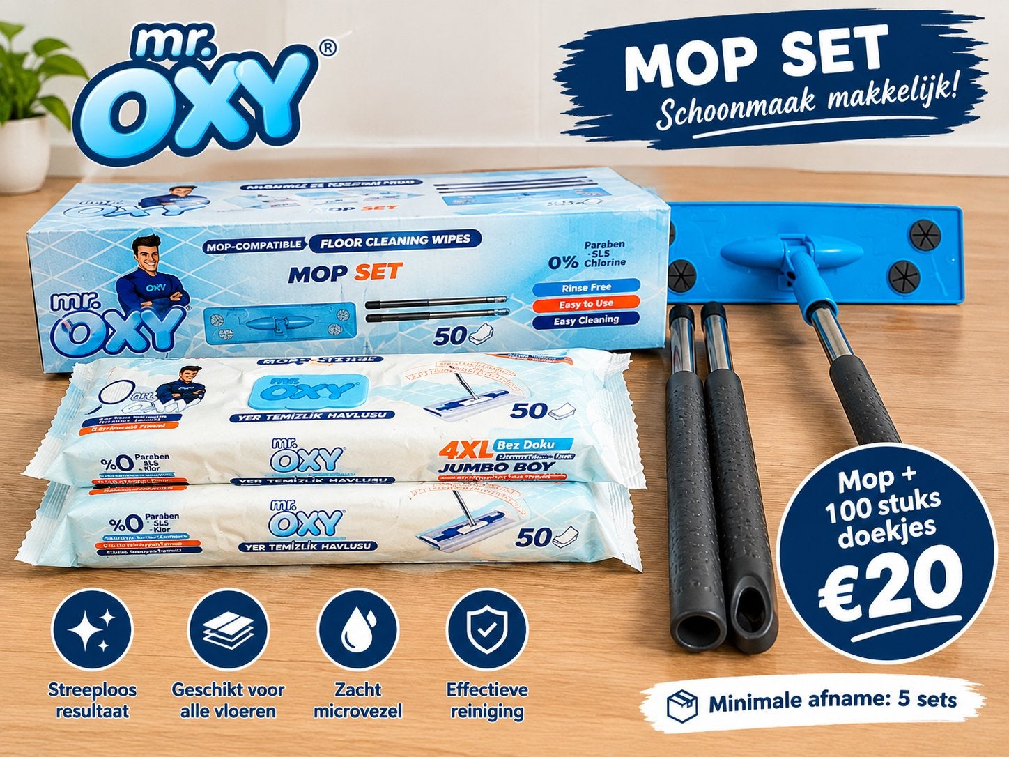 Partij handel Mr OXY Mop + 100 stuks doekjes kantoor,winkel