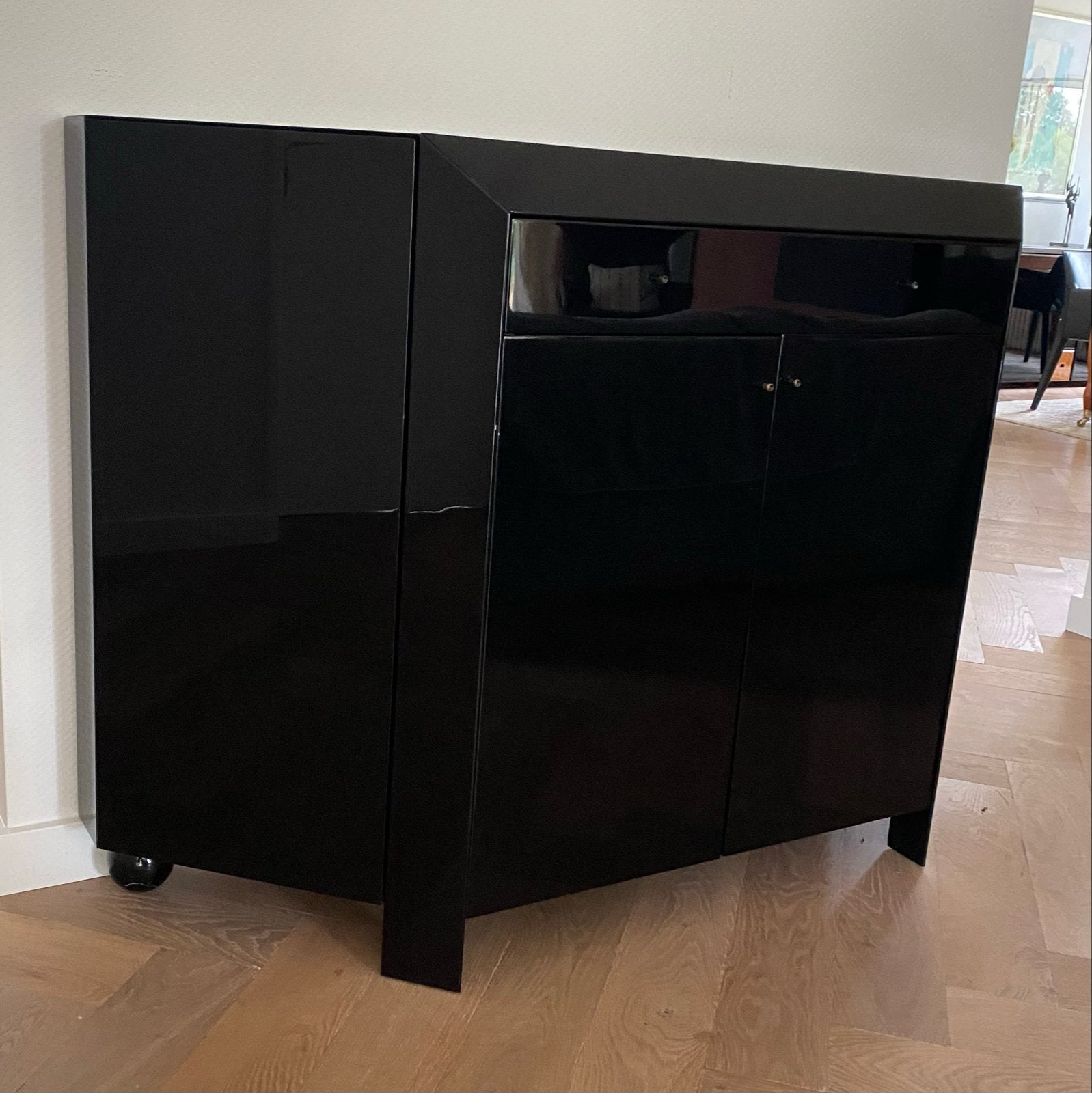 Interlübke Marbella Zwart Dressoir/Kast, Ophalen, Gebruikt, 100 tot 150 cm, Met lade(s)
