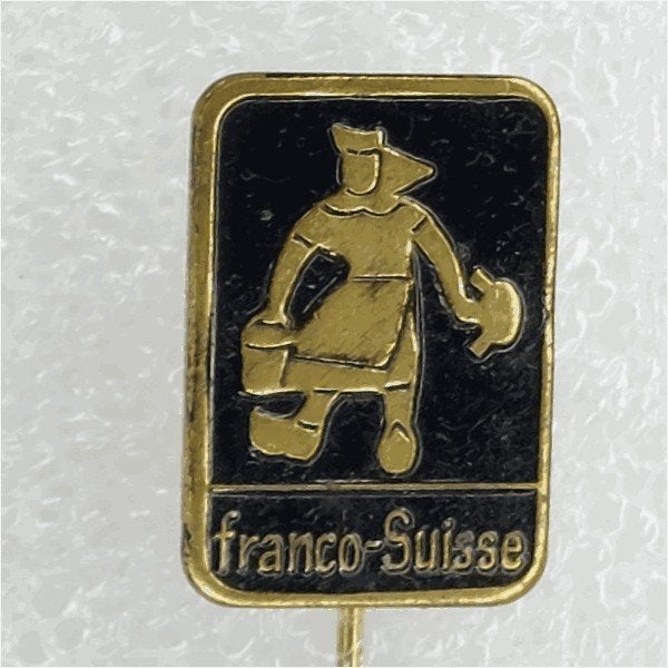 SP1433 Speldje Franco-Suisse boerin rechthoek [bruin, Ophalen of Verzenden, Gebruikt, Overige onderwerpen