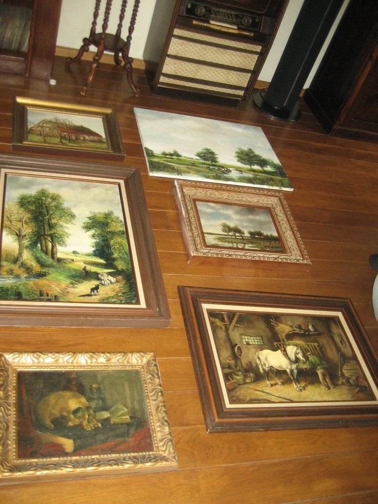 Reemers +/- 1925 schilderij collectie 5x, Antiek en Kunst, Ophalen of Verzenden, Oud hollands, Ingelijst, Landschap