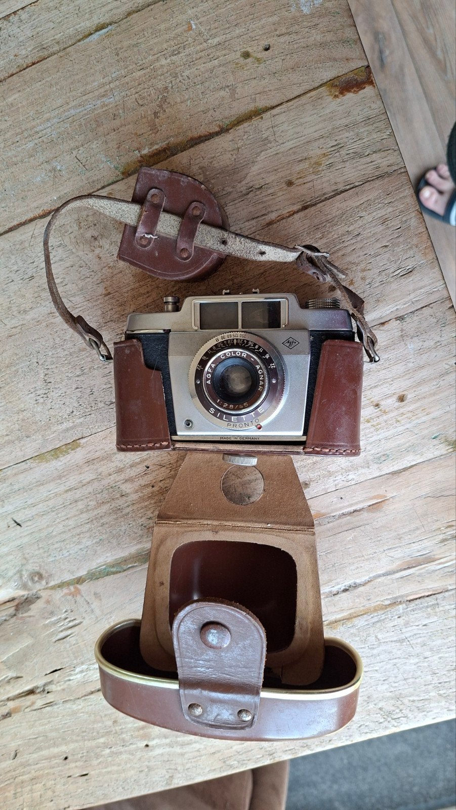 Vintage Agfa Color Agnar camera met leren tasje, Ophalen of Verzenden, Niet werkend, Compact, Overige Merken