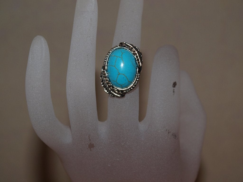 ovale turquoise ring 16 mm, Overige materialen, Blauw, Nieuw, Ophalen of Verzenden