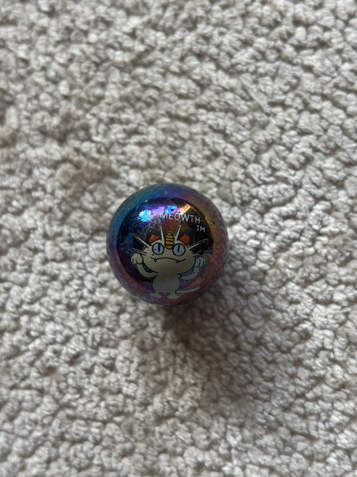 Pokémon knikker #52 Meowth - Vintage verzamelobject, Ophalen of Verzenden, Gebruikt, Overige typen