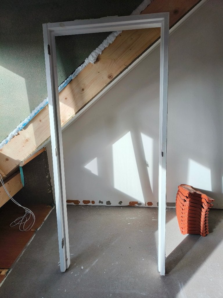 Deur en kozijn, Doe-het-zelf en Verbouw, Kozijnen en Schuifpuien, Gebruikt, Deurkozijn, 150 tot 225 cm, Hout